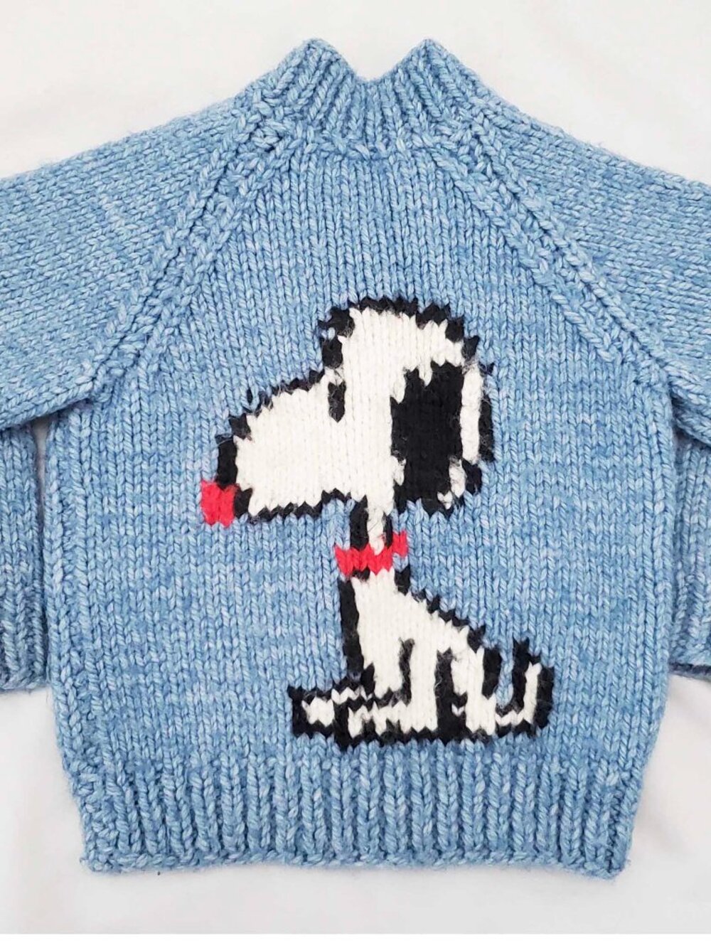 Vintage Toodler Snoopy Peanuts Handknit Cowichan Cardigan Heather Blue 2T